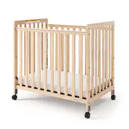 Walmart Foundations SafetyCraft Compact Slatted Crib, 3 Mattress Included, Locking Wheels, Natural offer