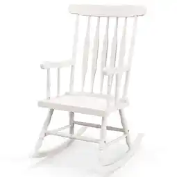 Walmart Costway Solid Wood Rocking Chair Porch Rocker Indoor Outdoor Seat Glossy Finish White offer