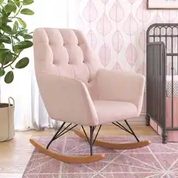 Walmart Little Seeds Raven Upholstered Rocker, Pink Velvet offer