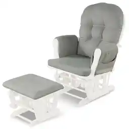 Walmart GVN Wood Glider and Ottoman Set with Padded Armrests and Detachable Cushion-Light Gray offer
