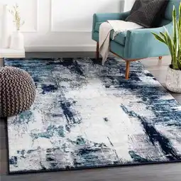 Walmart Surya Wanderlust WNL-2309 94 x 123 Rectangle Fabric Rug in Blue/Black/White offer