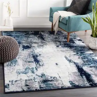 Walmart Surya Wanderlust WNL-2309 94 x 123 Rectangle Fabric Rug in Blue/Black/White offer
