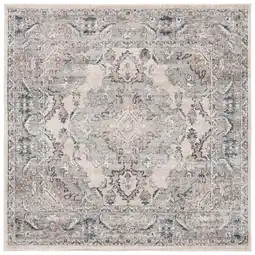 Walmart SAFAVIEH Oregon Ethelinda Floral Bordered Area Rug, Beige/Grey, 5'3 x 5'3 Square offer