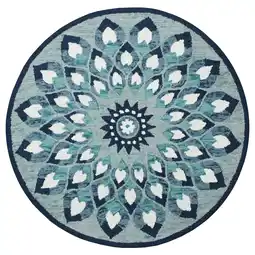 Walmart Ox Bay Talia 4' Round Teal/Blue Medallion Wool Indoor Area Rug offer