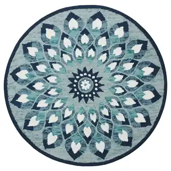 Walmart Ox Bay Talia 4' Round Teal/Blue Medallion Wool Indoor Area Rug offer