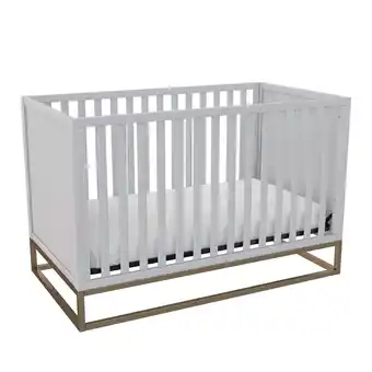Walmart Little Seeds Haven 3 in 1 Metal Base Crib, Dove Gray with Gold Base offer