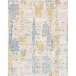Walmart Pasargad Home Mirage 4' x 6' Hand-Loomed Bamboo Silk Blue/Gold Rug - All Ages, Indoors offer