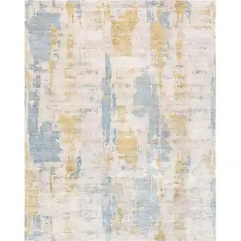 Walmart Pasargad Home Mirage 4' x 6' Hand-Loomed Bamboo Silk Blue/Gold Rug - All Ages, Indoors offer