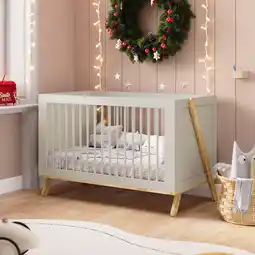 Walmart Heynemo 4-in-1 Convertible Baby Crib with Toddler Bed Desk Conversion Kit, Wooden Baby Bed, Grey offer