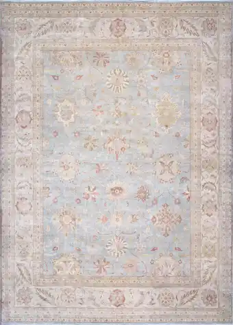 Walmart Pasargad Home Sultanabad 16' x 22' Hand-Knotted Lamb's Wool Light Blue/Ivory Rug - All Ages, Indoors offer