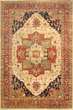 Walmart Pasargad Home Serapi 12' x 18' Hand-Knotted Lamb's Wool Ivory/Rust Rug - All Ages, Indoors offer