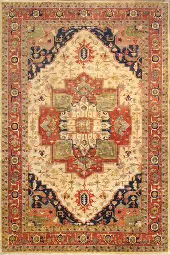 Walmart Pasargad Home Serapi 12' x 18' Hand-Knotted Lamb's Wool Ivory/Rust Rug - All Ages, Indoors offer