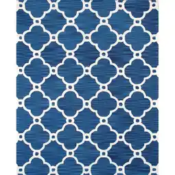 Walmart Pasargad Home Transitional 8' x 10' Hand-Tufted Lamb's Wool Navy/Ivory Rug - All Ages, Indoors offer