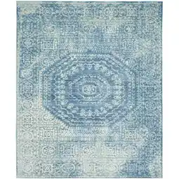 Walmart SAFAVIEH Valencia Fergal Transitional Polyester Area Rug, Blue/Multi, 9' x 12' offer