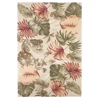 Walmart HomeRoots 5'x8' Beige Hand Tufted Tropical Leaves Indoor Area Rug - 350044 offer