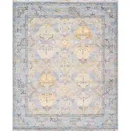 Walmart Pasargad Home Oushak 97x117 Hand-Knotted Wool Area Rug in Light Blue offer