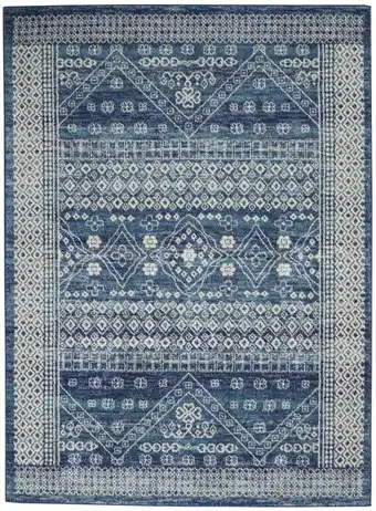 Walmart 5â€ x 7â€ Navy Blue and Ivory Persian Motifs Area Rug offer