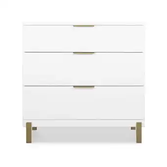 Walmart Delta Children Hendrix 3 Drawer Dresser, Bianca White/Bronze offer