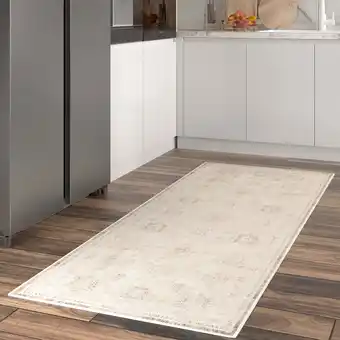 Walmart Lr Home Brooke 2' x 5' Beige Tribal Waterproof Non-Slip Machine Washable Indoor Area Rug offer