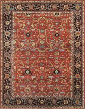 Walmart Pasargad Home Ferehan 6' x 12' Hand-Knotted Wool Rust/Navy Rug - All Ages, Indoors offer
