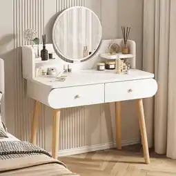 Walmart EONROACOO Makeup Vanity Table with Mirror, Dressing Table Vanity Desk, Adult Teen(White) offer