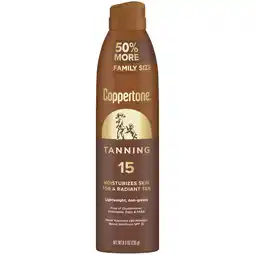 Walmart Coppertone Tanning Sunscreen Spray, SPF 15 Sunscreen, 8.3 oz offer