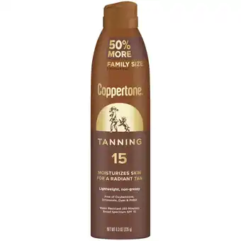 Walmart Coppertone Tanning Sunscreen Spray, SPF 15 Sunscreen, 8.3 oz offer
