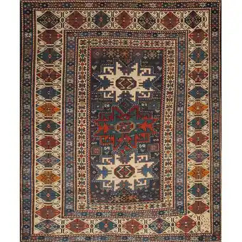 Walmart Pasargad Home Antique Kazak Collection Navy Lamb's Wool Area Rug- 3' 7 X 4' 1 offer