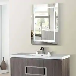 Walmart Bellaterra Home 24 in. Rectangular LED Bordered Illuminated Mirror with Bluetooth Speakers offer