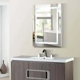 Walmart Bellaterra Home 24 in. Rectangular LED Bordered Illuminated Mirror with Bluetooth Speakers offer