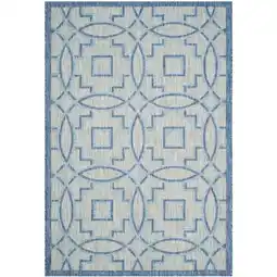 Walmart SAFAVIEH Courtyard Rhetta Geometric Indoor/Outdoor Area Rug, Grey/Navy, 5'3 x 7'7 offer