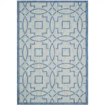 Walmart SAFAVIEH Courtyard Rhetta Geometric Indoor/Outdoor Area Rug, Grey/Navy, 5'3 x 7'7 offer