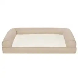 Walmart FurHaven Pet Products Medium Plush & Performance Linen Orthopedic Sofa Dog Bed, Flax offer