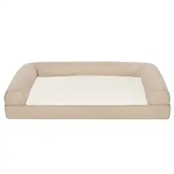 Walmart FurHaven Pet Products Medium Plush & Performance Linen Orthopedic Sofa Dog Bed, Flax offer