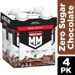 Walmart Muscle Milk Genuine Protein Shake, Chocolate, 11 fl oz Carton, 4 Pk offer