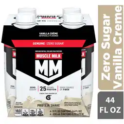 Walmart Muscle Milk Genuine Protein Shake, Vanilla Creme, 11 fl oz Carton, 4 Pk offer