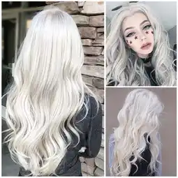 Walmart YMUQEIGH Clearance Women Natural White Long Curly Wig Synthetic Wavy Hair Full Front Heat Wig offer