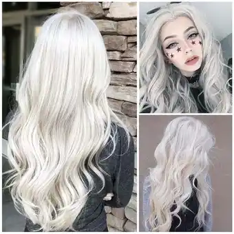 Walmart YMUQEIGH Clearance Women Natural White Long Curly Wig Synthetic Wavy Hair Full Front Heat Wig offer
