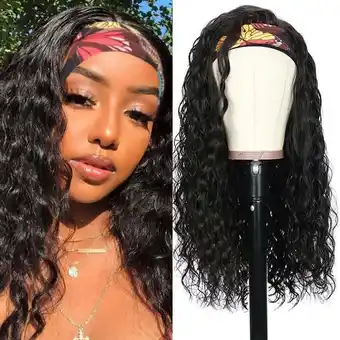 Walmart Clearance items! JGF844 HeadBand Wig Curly Human Hair Wig None Lace Front Wigs for Black Women offer