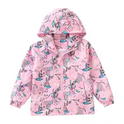 Walmart BSDHBS Girls Jacket Hoodie Flower Print Outwear Windproof Warm Casual Girls Pink Coat Size 150 offer