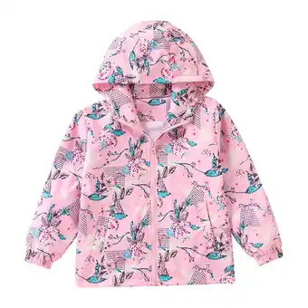 Walmart BSDHBS Girls Jacket Hoodie Flower Print Outwear Windproof Warm Casual Girls Pink Coat Size 150 offer