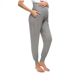 Walmart FRSASU Clearance Maternity Women's Solid Color Pants Stretchy Comfortable Lounge Pants Gray XL(XL) offer