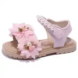 Walmart PEASKJP Girls Sandals Anti-Slip Open-Toe Glitter Dress Sandals Platform Sandal Pink,Size 1.5 offer