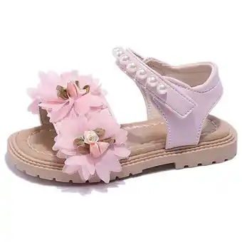 Walmart PEASKJP Girls Sandals Anti-Slip Open-Toe Glitter Dress Sandals Platform Sandal Pink,Size 1.5 offer