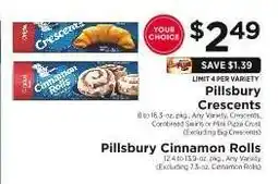 ShopRite Pillsbury Crescents or Cinnamon Rolls offer