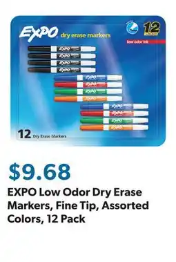Sam's Club EXPO Low Odor Dry Erase Markers, Fine Tip, Assorted Colors, 12 Pack offer