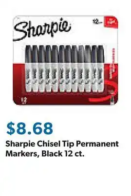 Sam's Club Sharpie Chisel Tip Permanent Markers, Black 12 ct offer