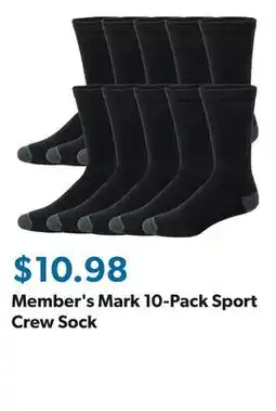 Sam's Club Member's Mark 10-Pack Sport Crew Sock offer