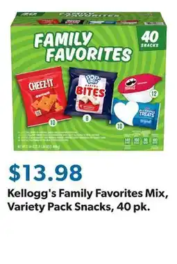 Sam's Club Kellogg's Family Favorites Mix, Variety Pack Snacks, 40 pk offer