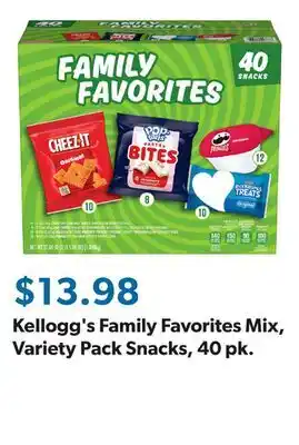 Sam's Club Kellogg's Family Favorites Mix, Variety Pack Snacks, 40 pk offer